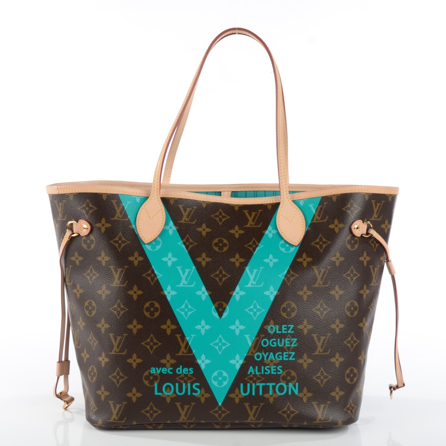 Louis Vuitton Monogram V Neverfull MM Turquoise 3 of 11