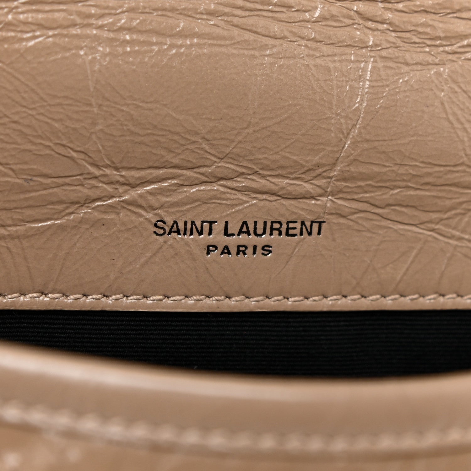Saint Laurent Crinkled Calfskin Matelasse Monogram Baby Niki Chain Satchel Light Taupe 9 of 14