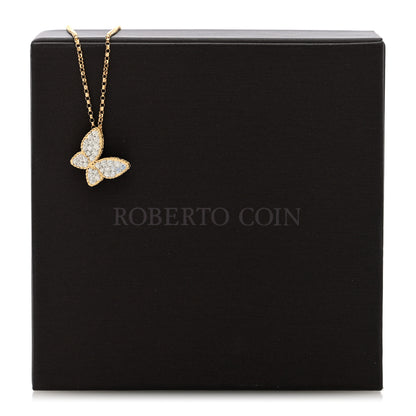 Roberto Coin 18K Yellow Gold Diamond Princess Butterfly Pendant Necklace 5 of 5