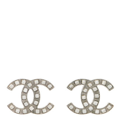Chanel Baguette Crystal CC Earrings Silver 1 of 7
