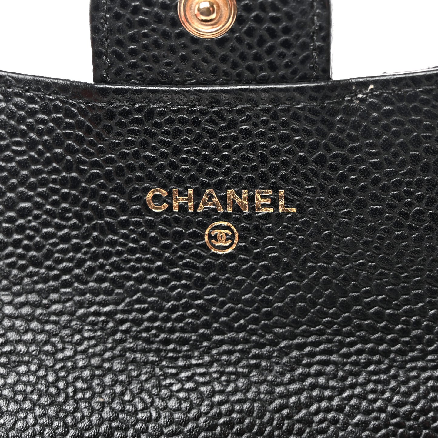 Caviar Quilted Flap Card Holder Wallet Black