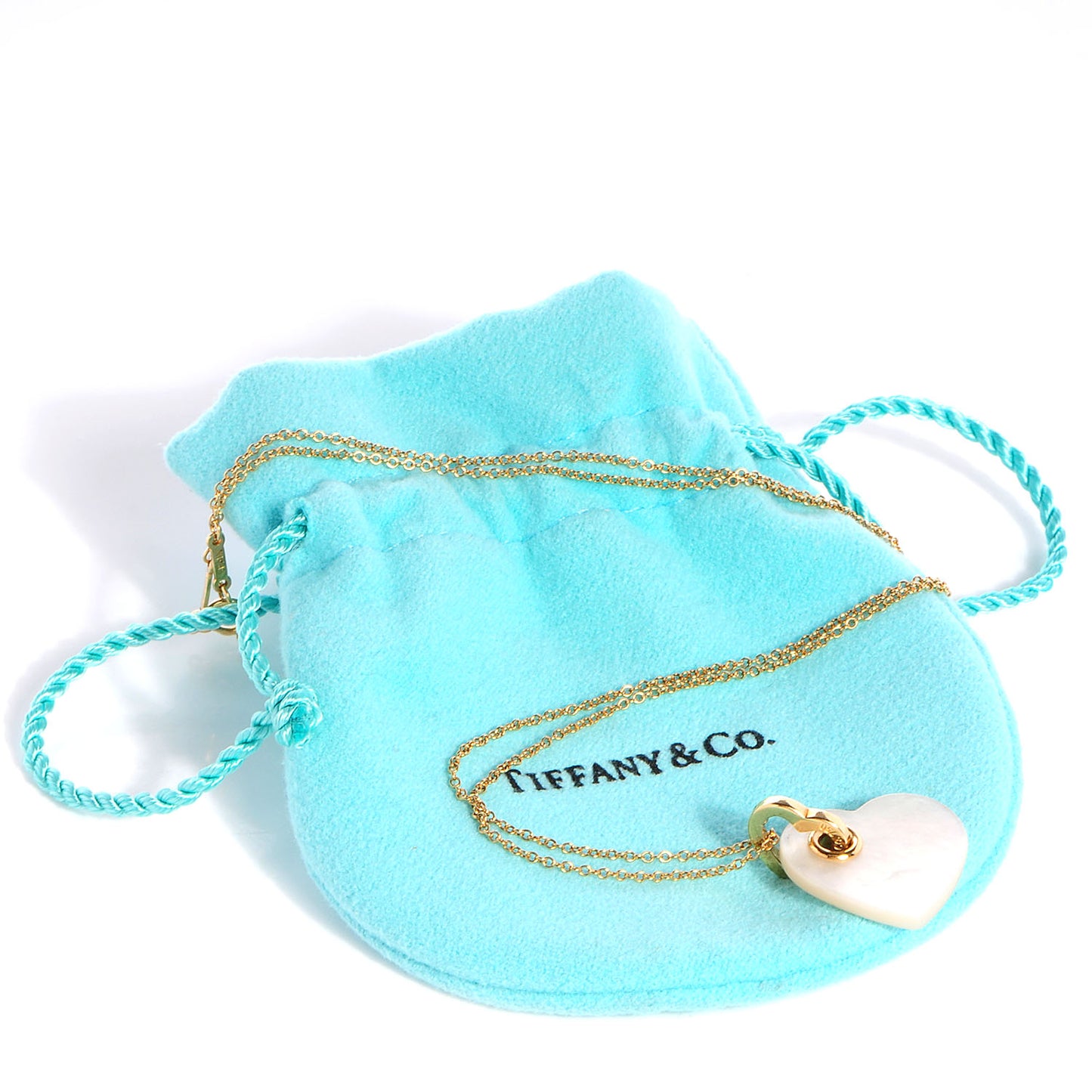 18k gold mother of pearl heart pendant necklace