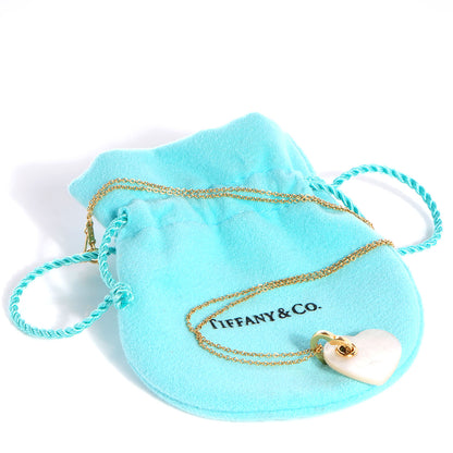 Tiffany 18k gold mother of pearl heart pendant necklace 8 of 8