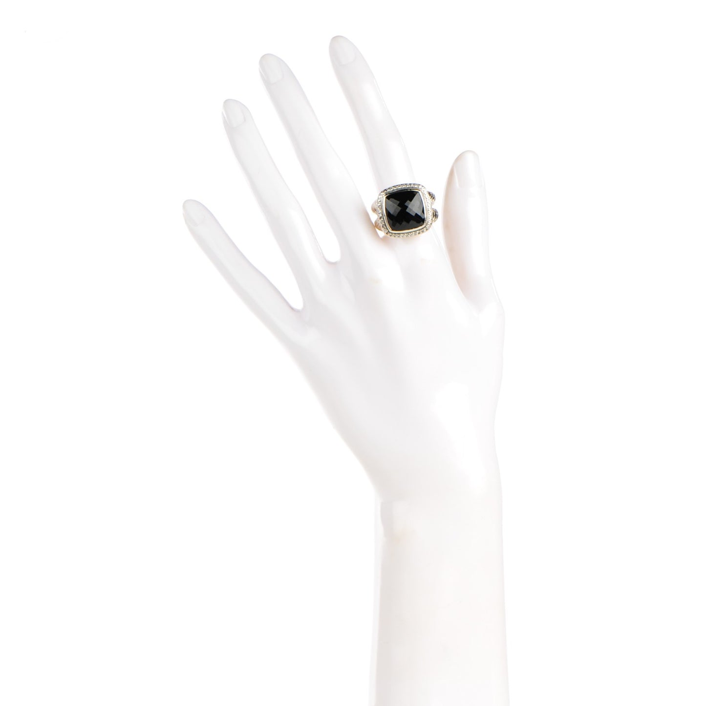Sterling Silver Diamond Black Onyx 14mm Albion Ring 57 8
