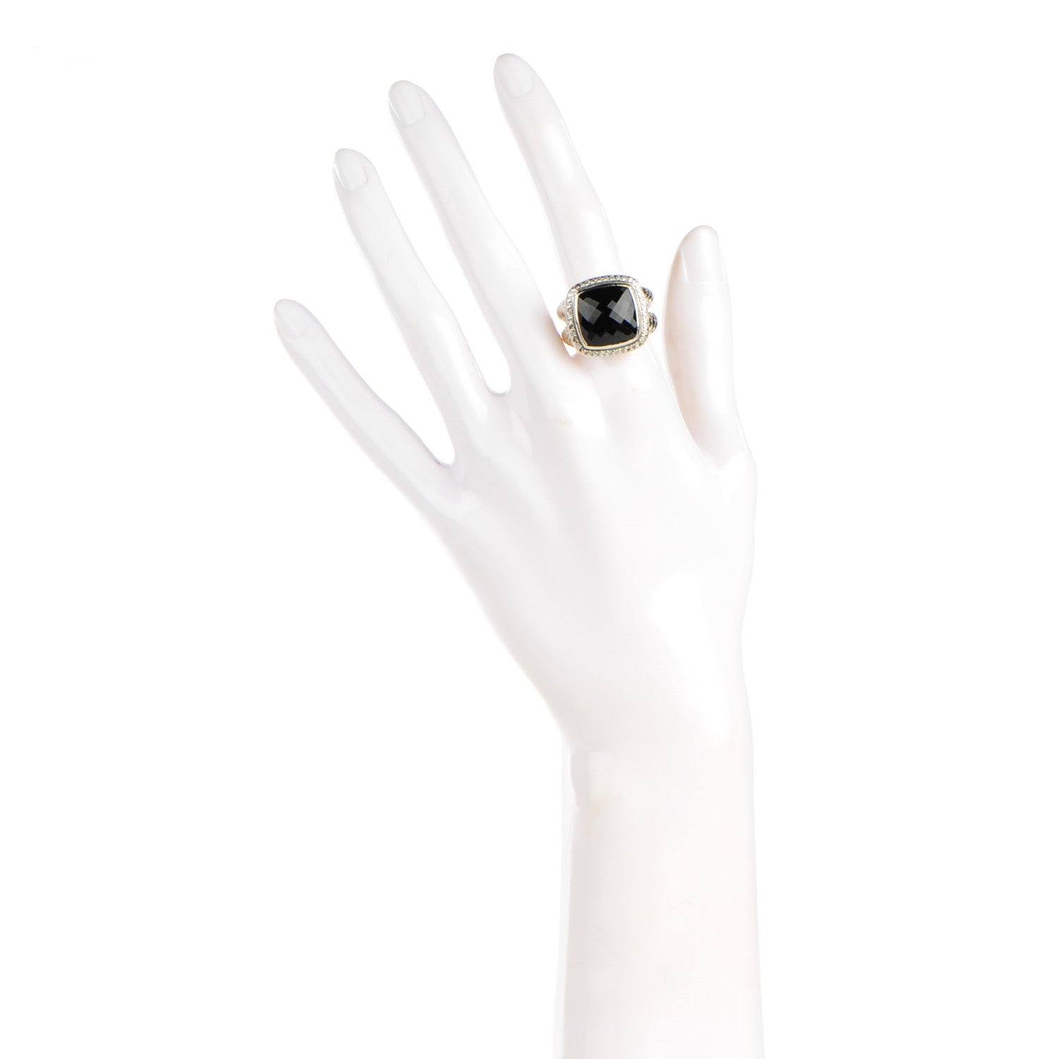 David Yurman Sterling Silver Diamond Black Onyx 14mm Albion Ring 57 8 2 of 6