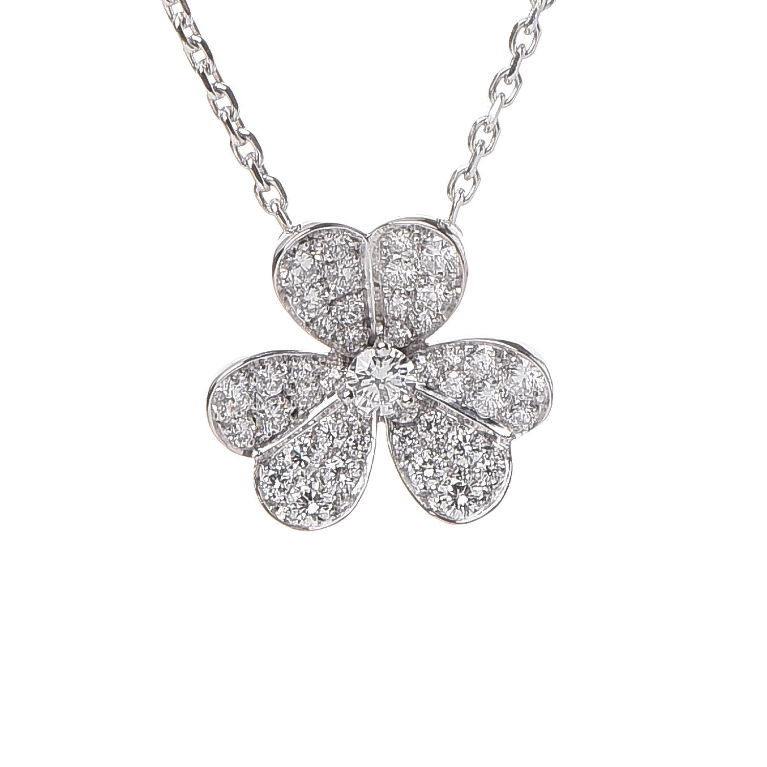 Van Cleef & Arpels 18K White Gold Diamond Small Frivole Pendant Necklace 4 of 7