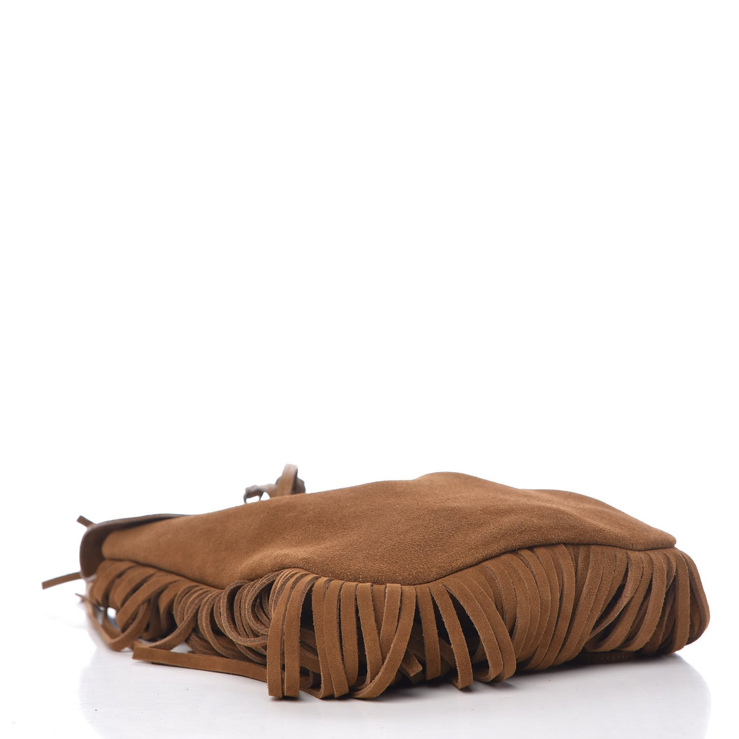 Suede Fringe Flat Anita Crossbody Bag Camel