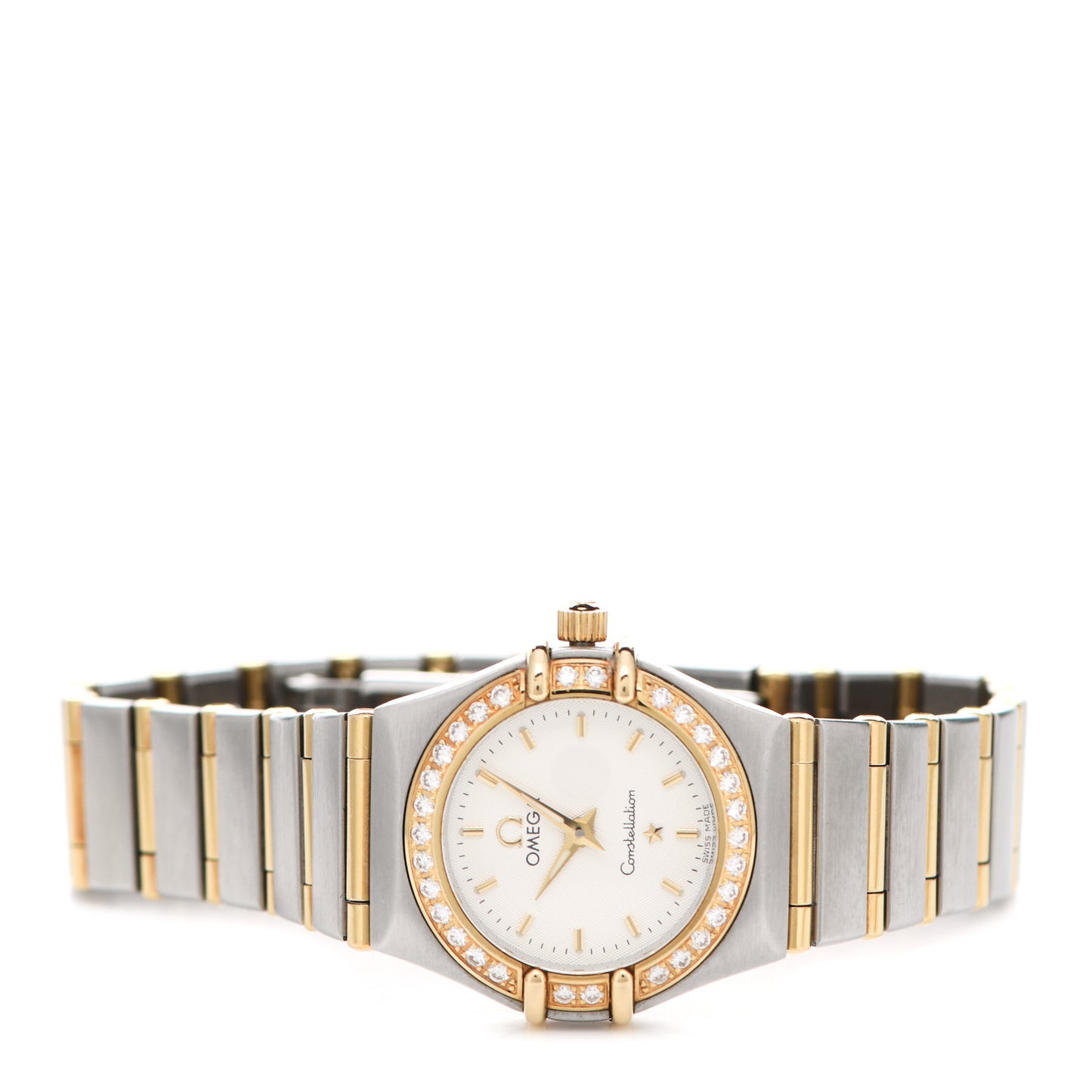 Stainless Steel 18K Yellow Gold Diamond Bezel 22mm Constellation Quartz Watch White 1267.30.00