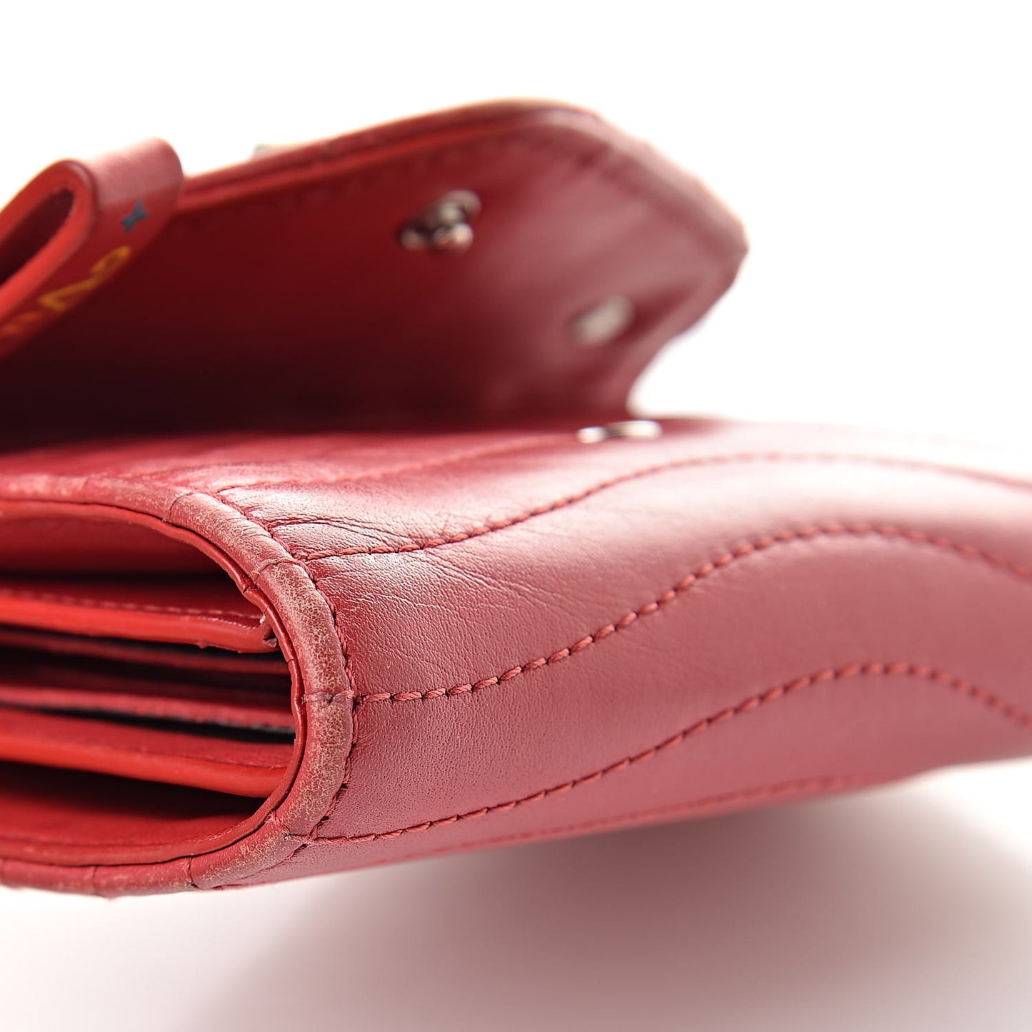 Calfskin New Wave Compact Wallet Rouge