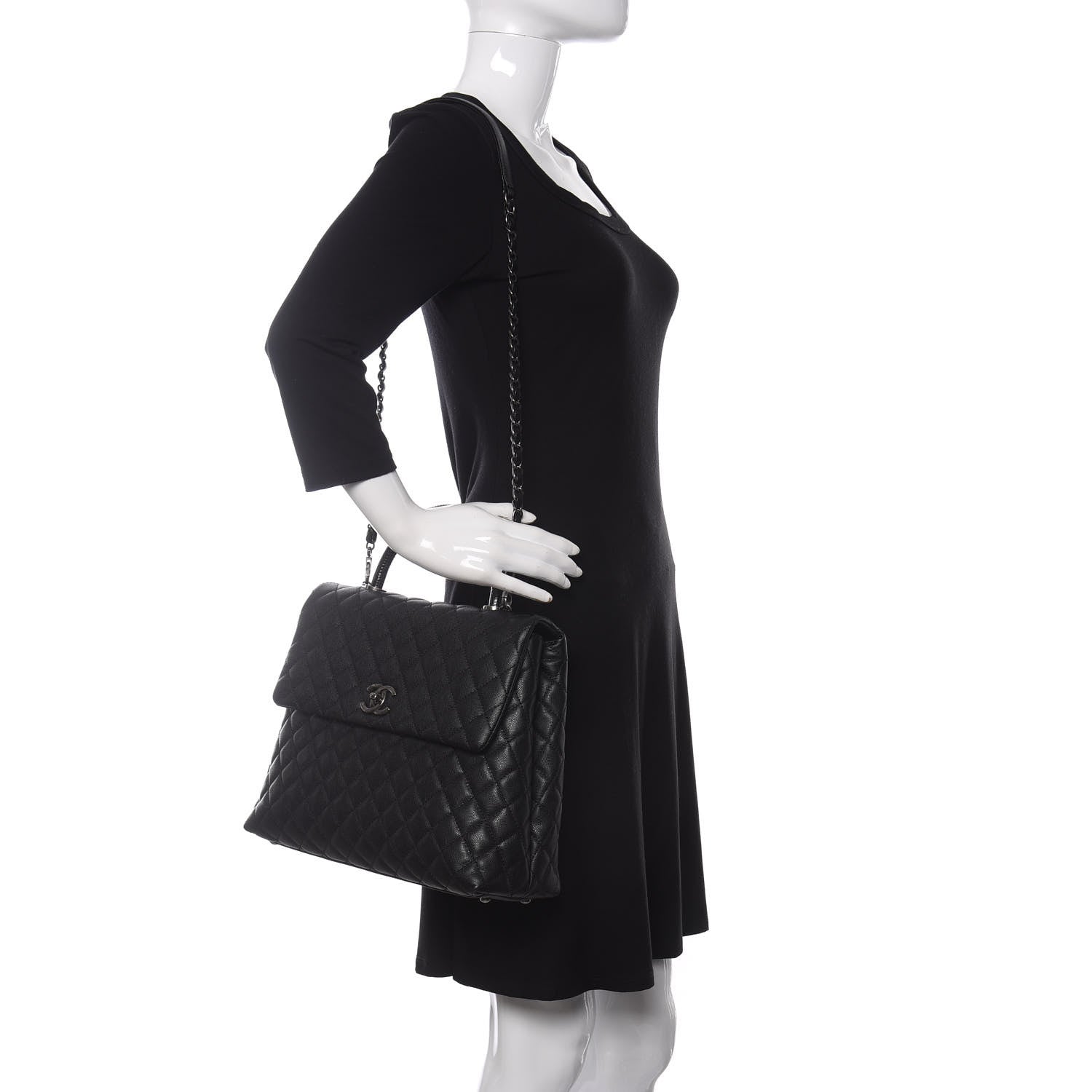 Chanel Caviar Lizard Quilted Large Coco Handle Flap Black 2 of 10