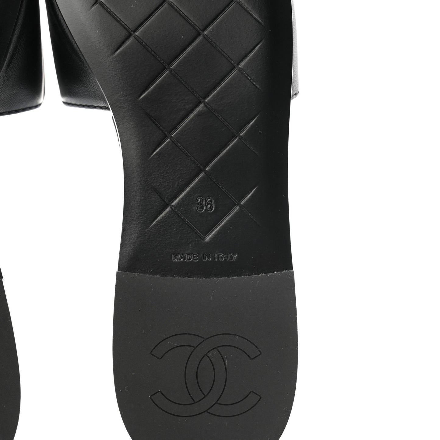 Lambskin Quilted Turnlock Flat Mules 38 Black