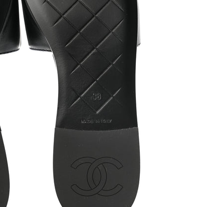 Chanel Lambskin Quilted Turnlock Flat Mules 38 Black 7 of 10