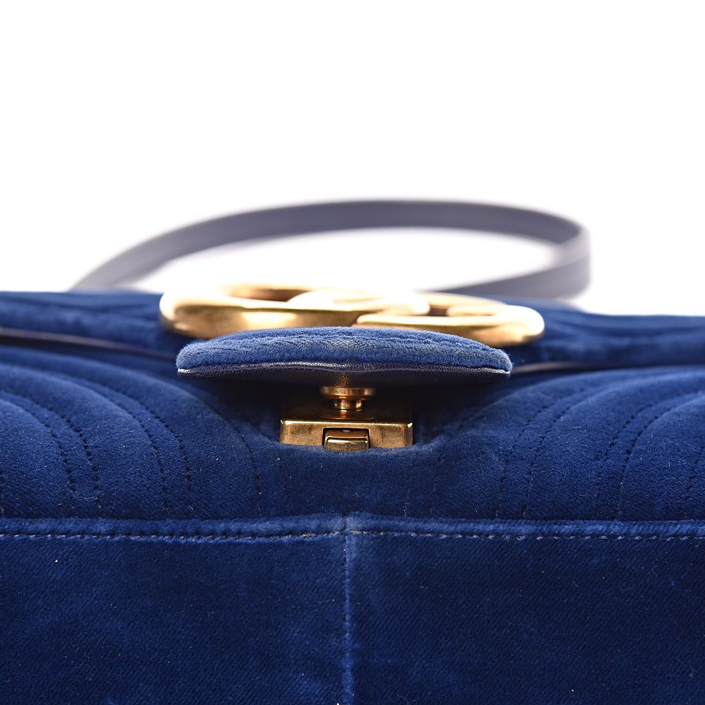 Velvet Matelasse Medium GG Marmont Shoulder Bag Cobalt Blue