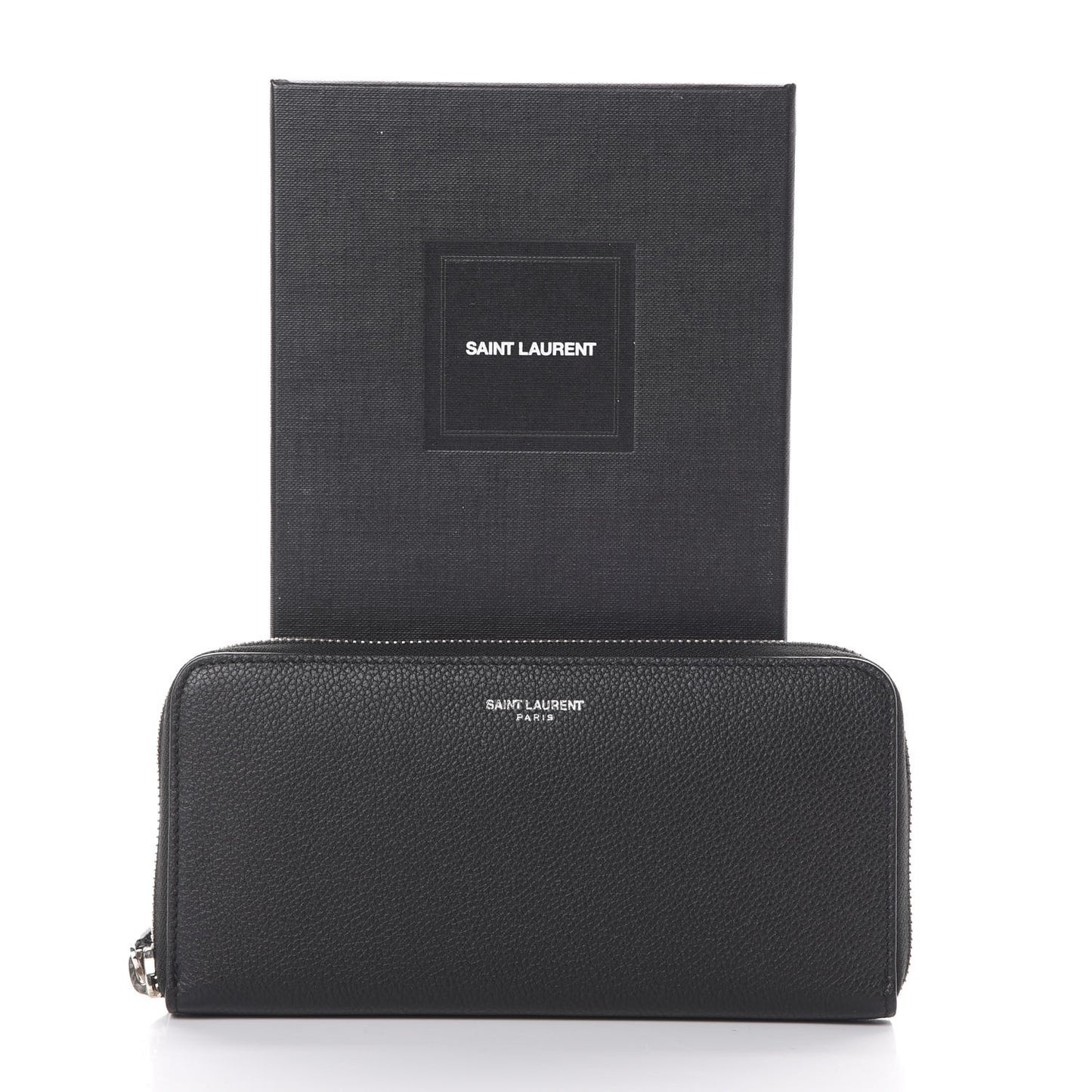 Grained Calfskin Rive Gauche Zip Around Wallet Black