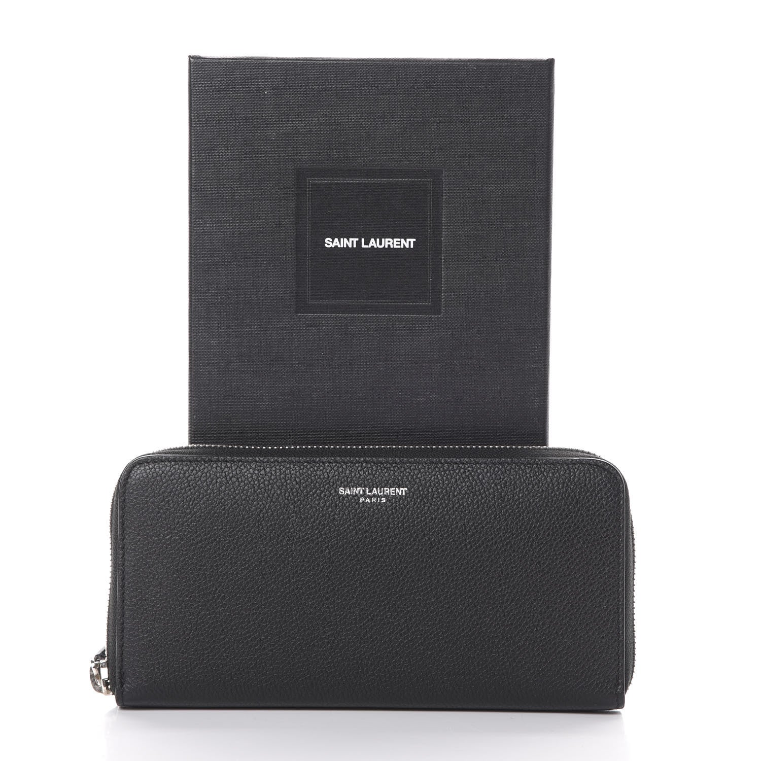 Saint Laurent Grained Calfskin Rive Gauche Zip Around Wallet Black 7 of 7