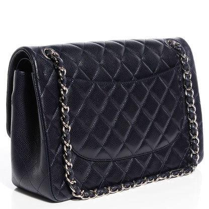 Chanel Caviar Quilted Jumbo Double Flap Navy Blue 3 of 9