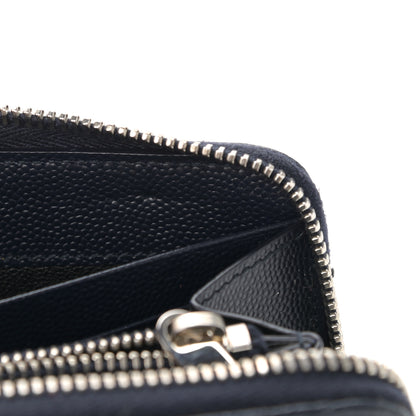Saint Laurent Grain De Poudre Matelasse Chevron Monogram Zip Around Wallet Deep Marine 9 of 10