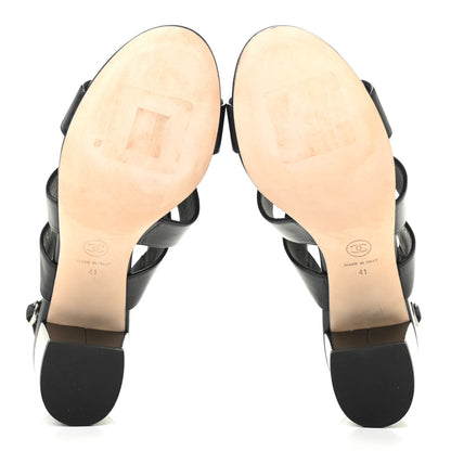 Chanel Calfskin CC Turnlock Sandals 41 Black 4 of 7