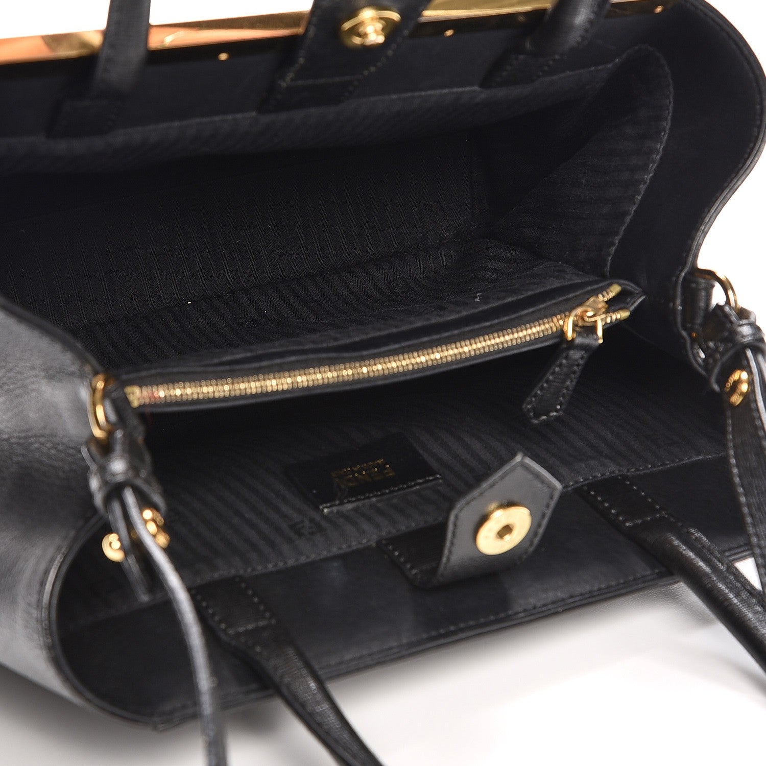 Fendi Vitello Elite Petite 2Jours Tote Black 6 of 8
