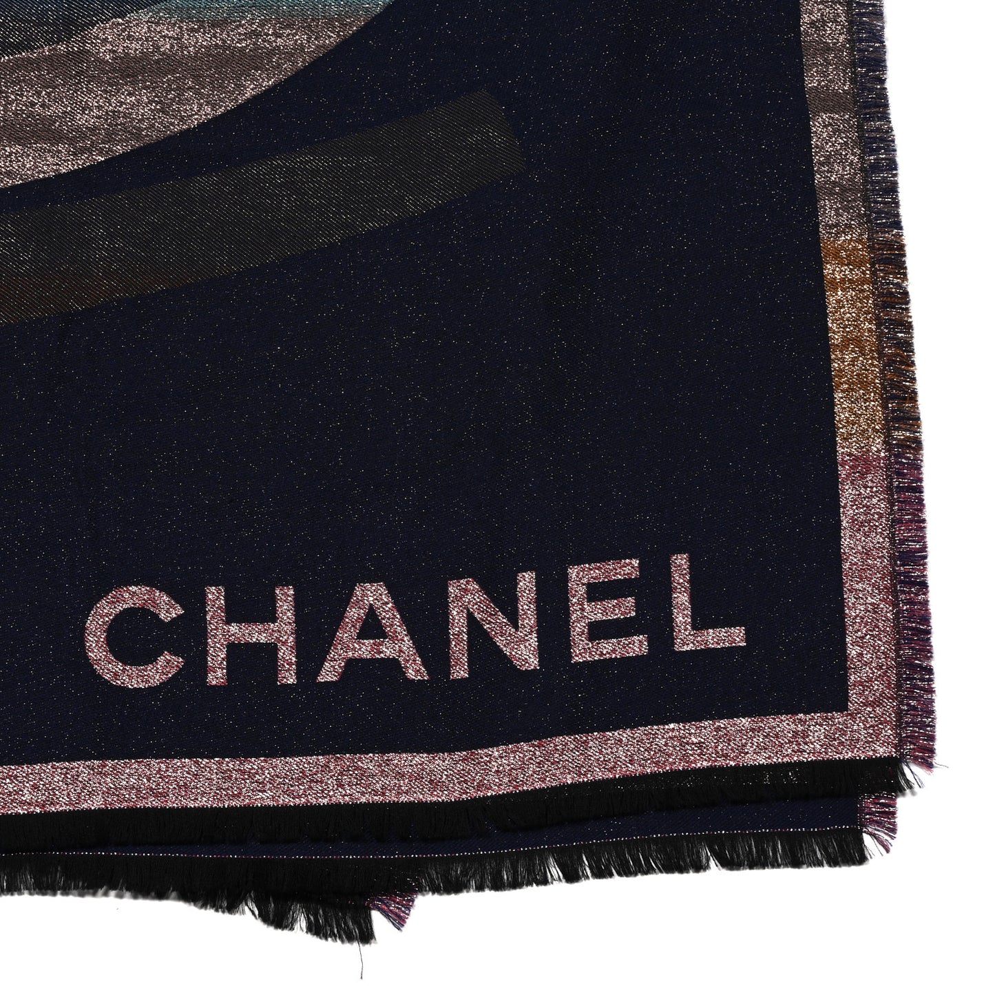 Cashmere Silk Blend Metallic CC Scarf Multicolor