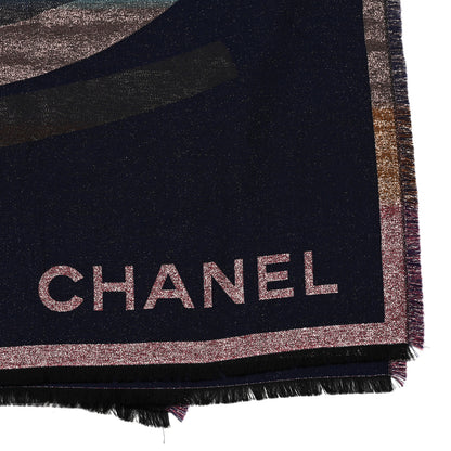 Chanel Cashmere Silk Blend Metallic CC Scarf Multicolor 2 of 5