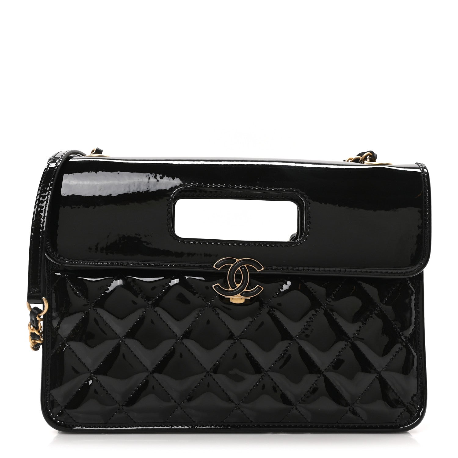 Chanel Patent Quilted Graphic Catch Flap Black 1 of 10