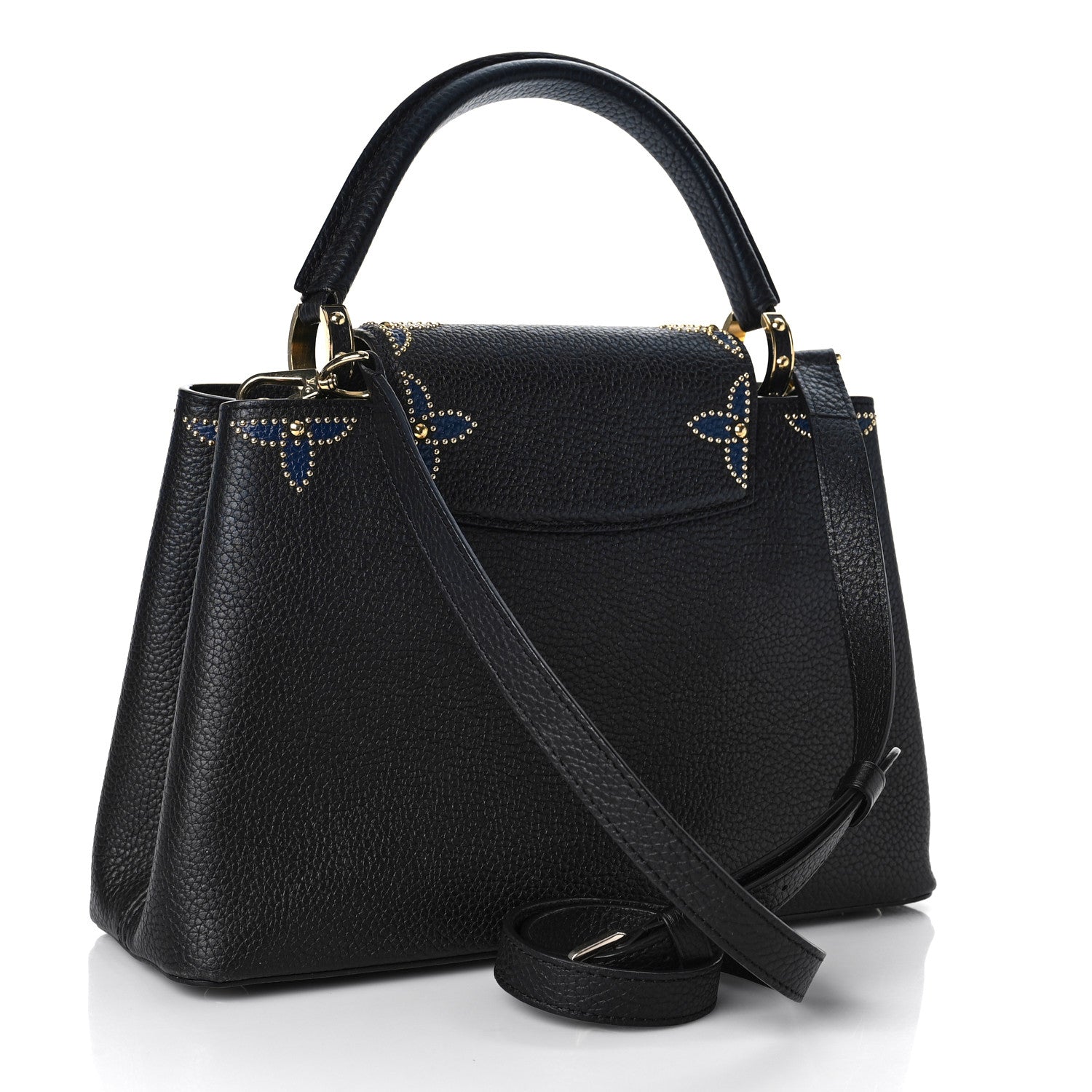 Louis Vuitton Taurillon Flower Capucines PM Black Blue 2 of 9