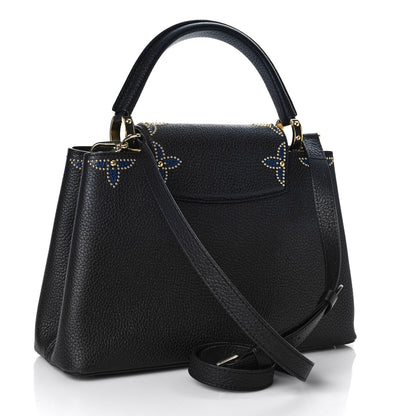 Louis Vuitton Taurillon Flower Capucines PM Black Blue 2 of 9