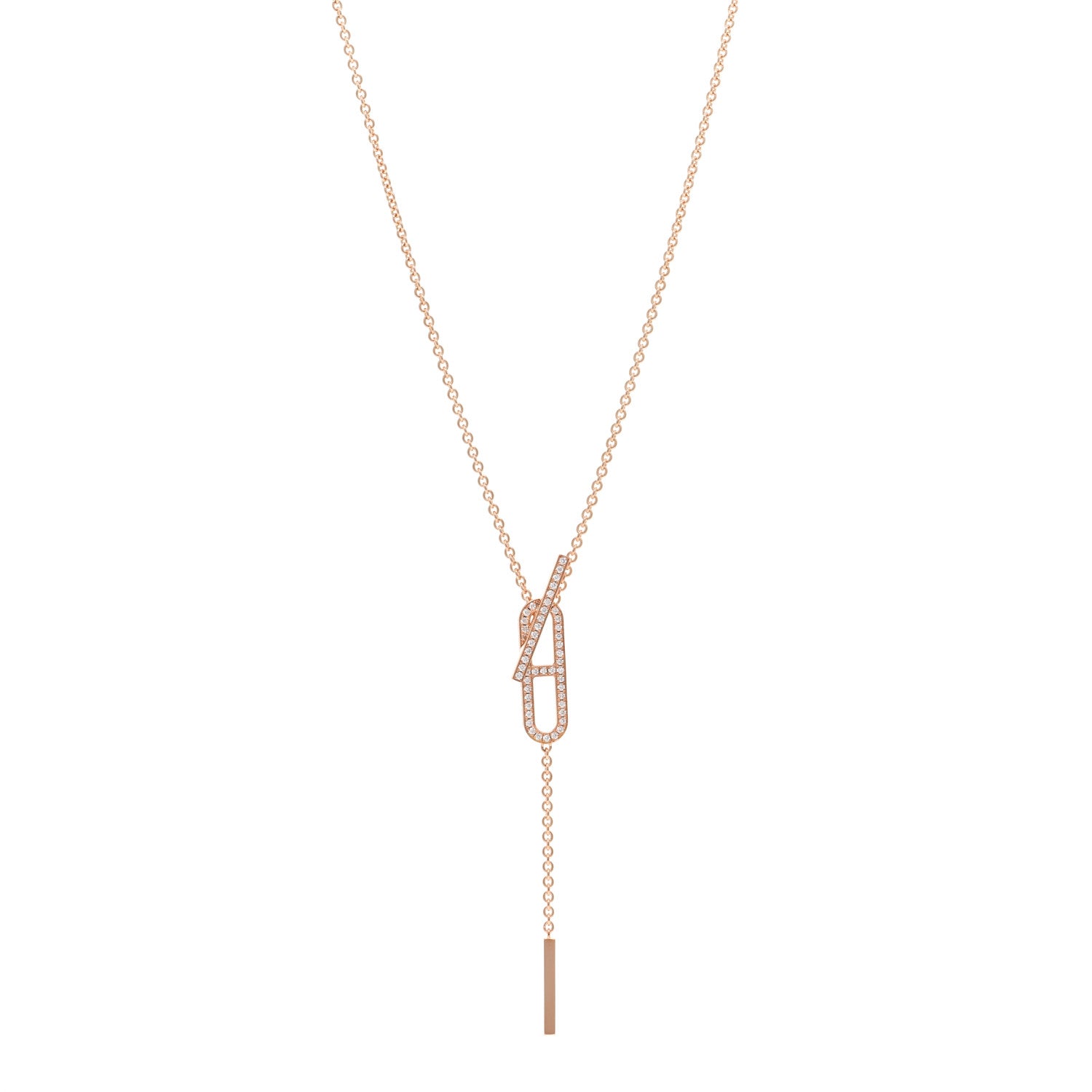 Hermes 18K Rose Gold Diamond PM Ever Chaine D'Ancre Necklace ST 1 of 5