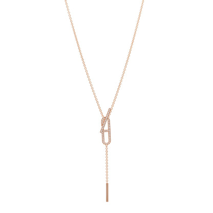 Hermes 18K Rose Gold Diamond PM Ever Chaine D'Ancre Necklace ST 1 of 5