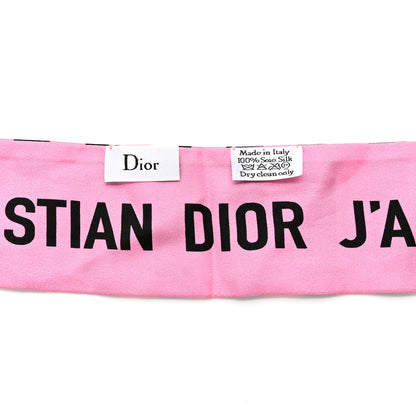 Christian Dior Silk Striped Mitzah Scarf Pink Black 3 of 4