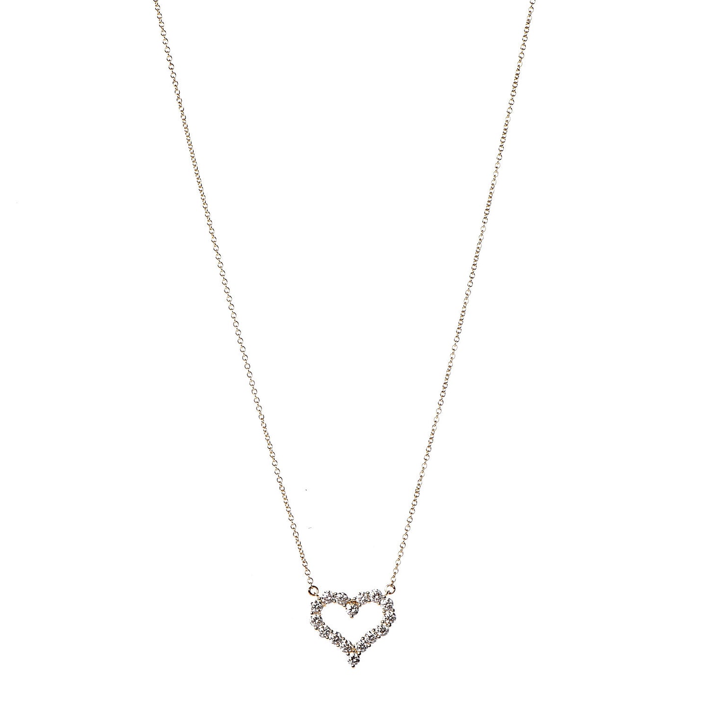18K Yellow Gold Diamond Heart Pendant Necklace