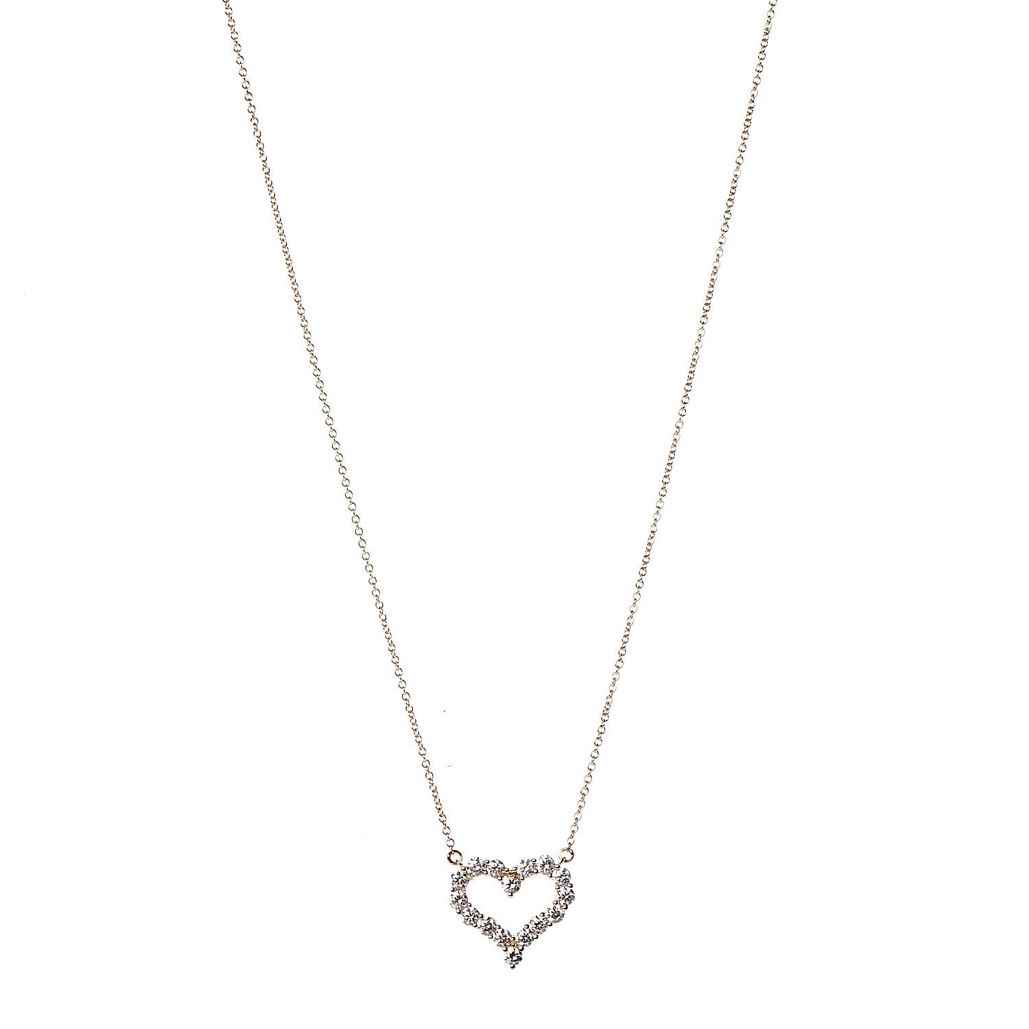 Tiffany 18K Yellow Gold Diamond Heart Pendant Necklace 1 of 5