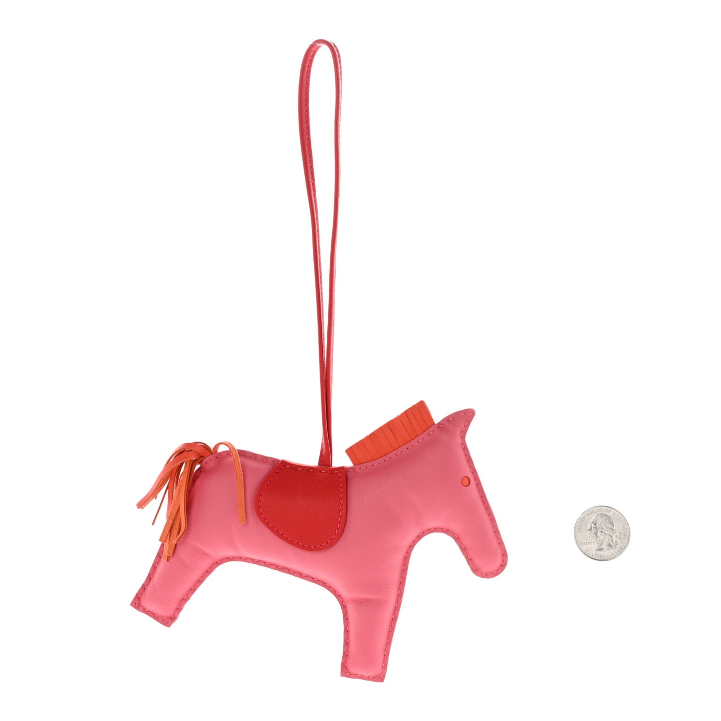 Milo Lambskin Grigri Rodeo Horse Bag Charm GM Rose Azalee Orange Poppy