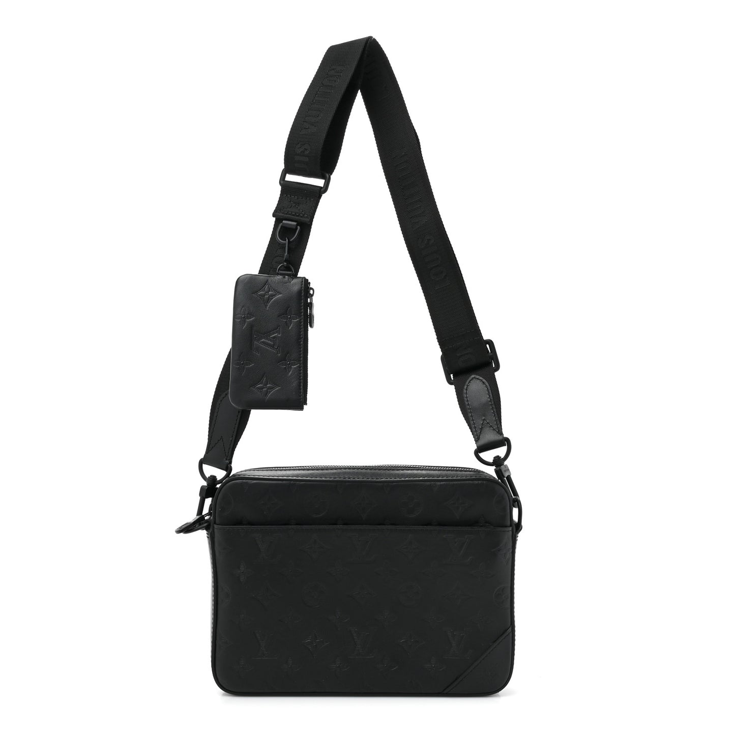 LOUIS VUITTON Calfskin Monogram Shadow Duo Messenger Black