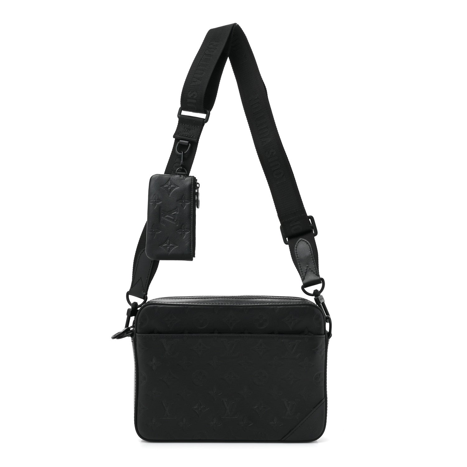 Louis Vuitton LOUIS VUITTON Calfskin Monogram Shadow Duo Messenger Black 1 of 12