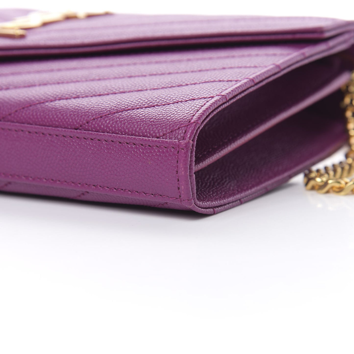 Grain De Poudre Matelasse Chevron Monogram Chain Wallet Dark Grape