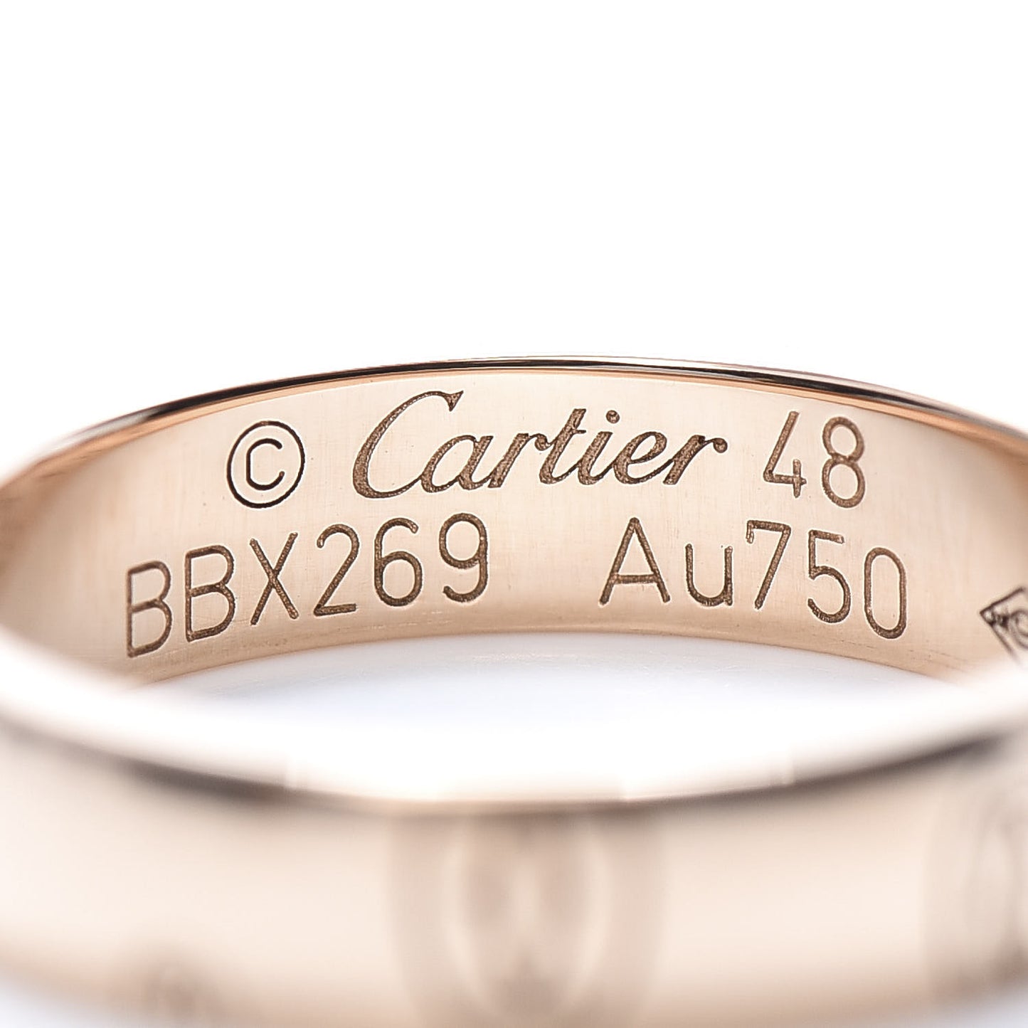 18K Pink Gold 4mm Happy Birthday Band Ring 48 4.5
