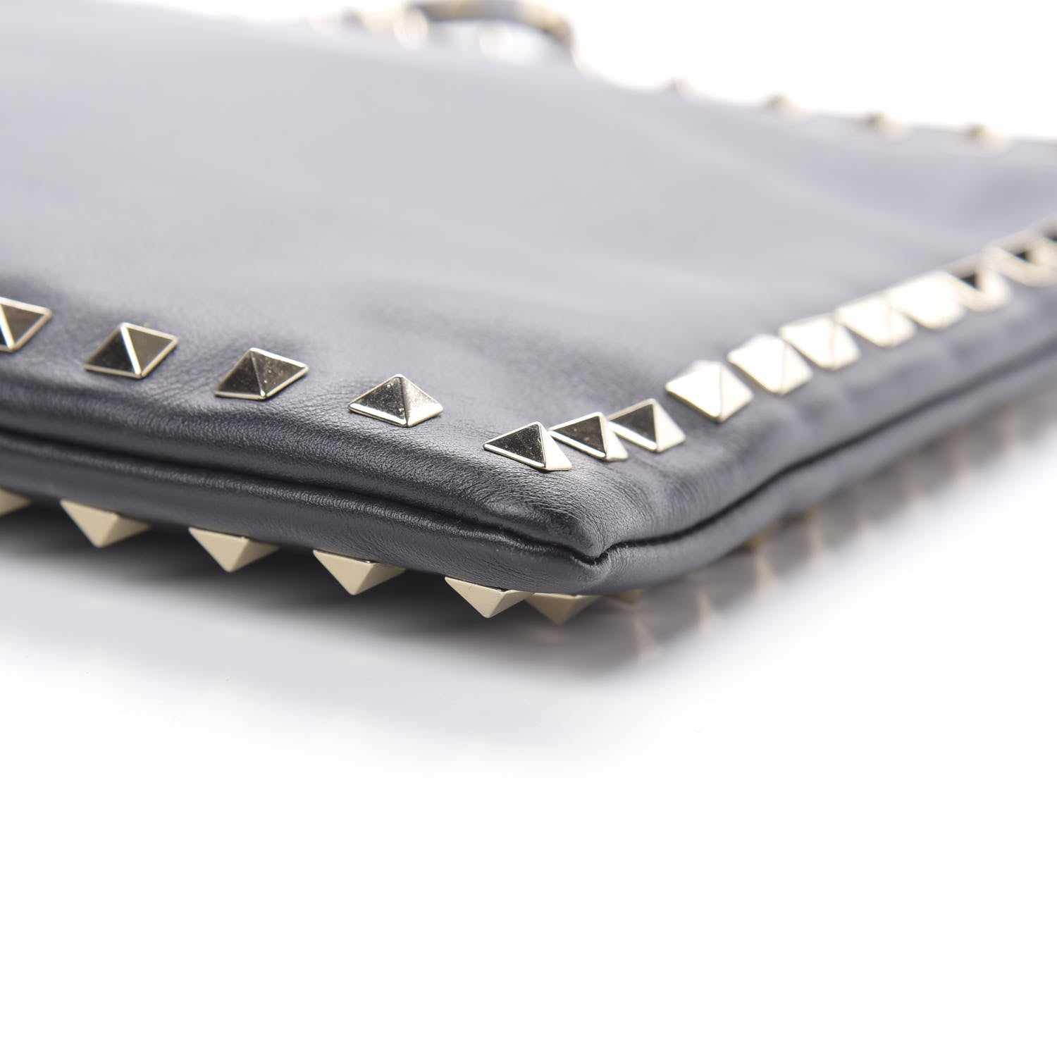 Valentino Garavani Vitello Large Rockstud Zip Wristlet Pouch Black 8 of 12