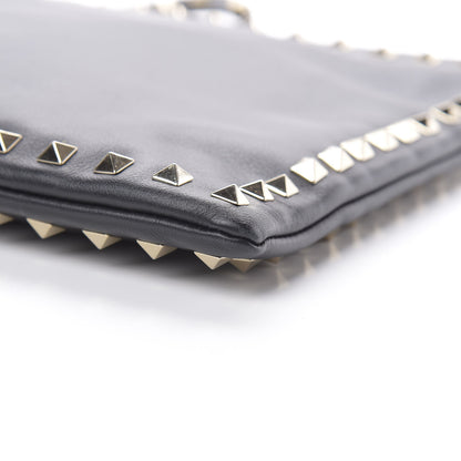 Valentino Garavani Vitello Large Rockstud Zip Wristlet Pouch Black 8 of 12