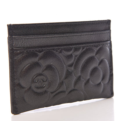 Chanel Goatskin Camellia Embossed Card Holder Grey 3 of 9