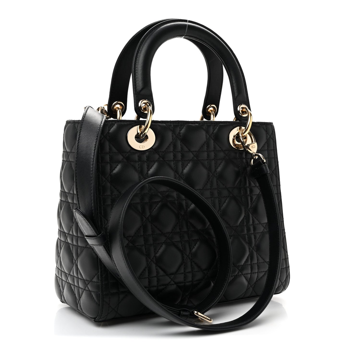 Lambskin Cannage Medium Lady Dior Black Black
