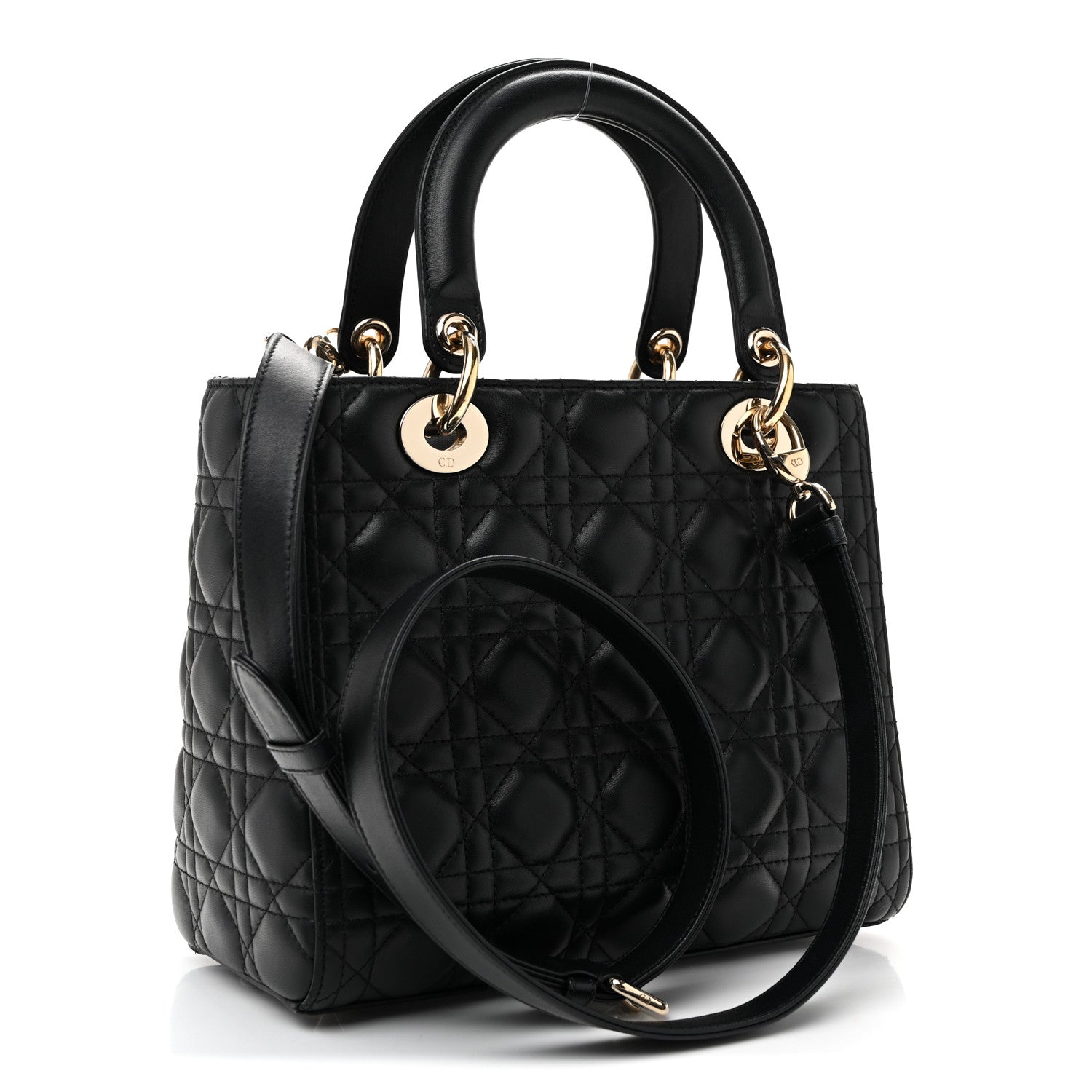 Christian Dior Lambskin Cannage Medium Lady Dior Black Black 3 of 9