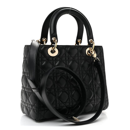 Christian Dior Lambskin Cannage Medium Lady Dior Black Black 3 of 9