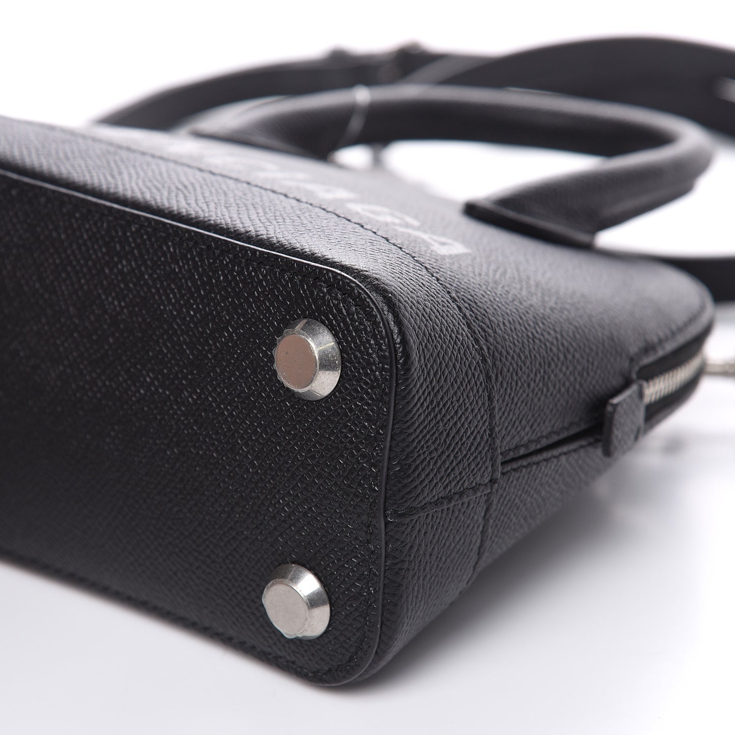 Signature Grained Calfskin XXS Ville Top Handle Bag Black