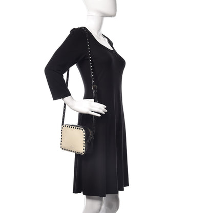 Valentino Garavani Calfskin Rockstud Camera Crossbody Bag Ivory Black 2 of 11