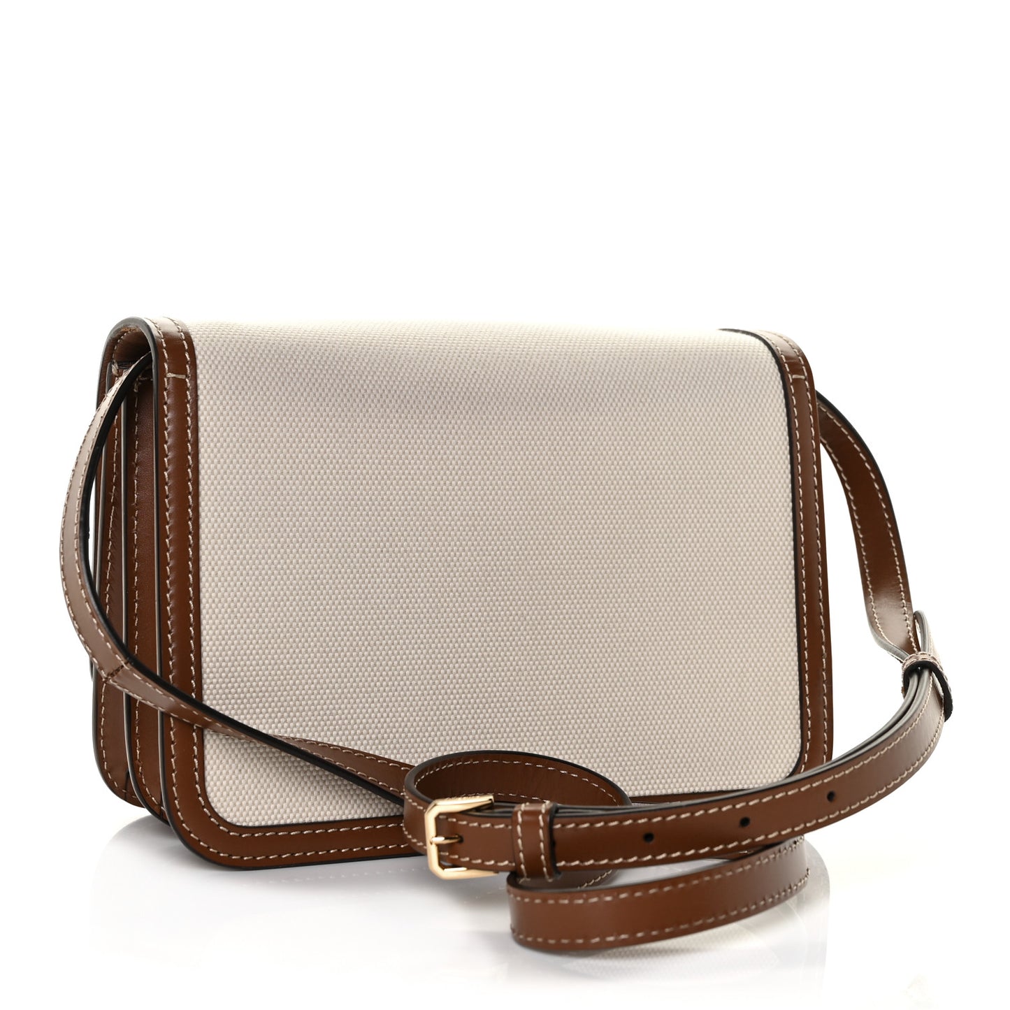 Canvas Calfskin Small TB Bag Natural