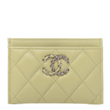 Chanel Caviar Quilted French New Wave Card Holder Light Green 1 of 9