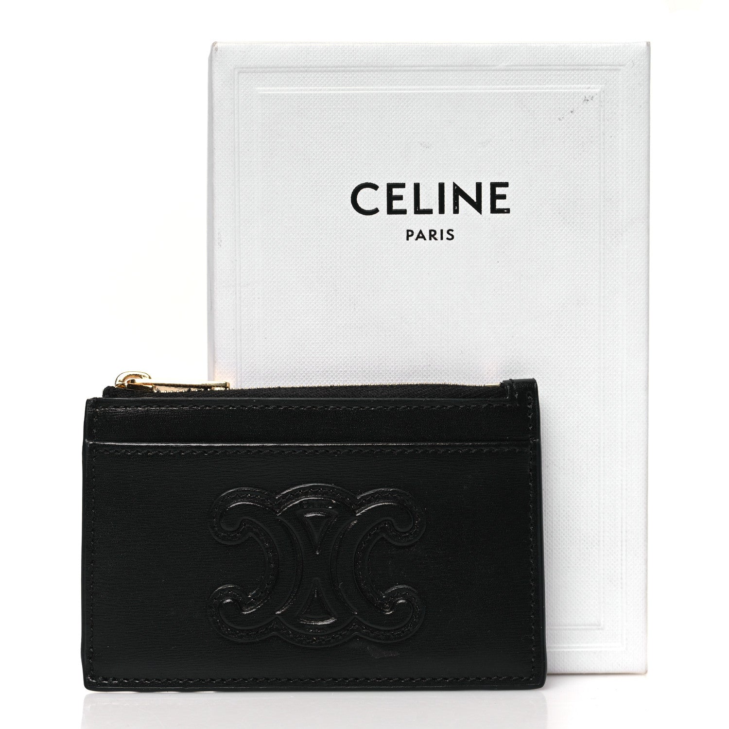 Celine Smooth Lambskin Zip Triomphe Card Holder Black 10 of 10