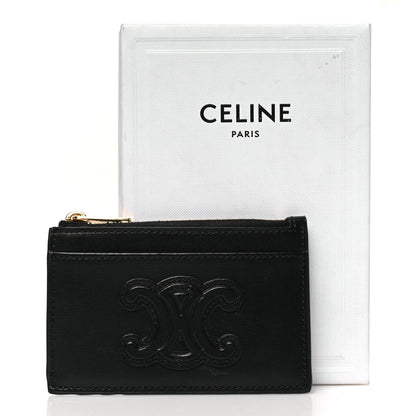 Celine Smooth Lambskin Zip Triomphe Card Holder Black 10 of 10